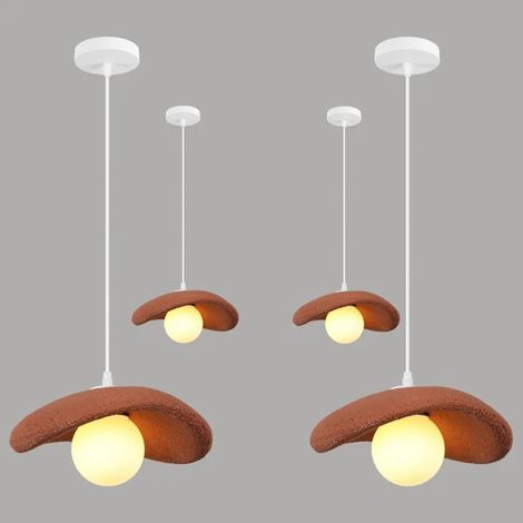 4pcs Lampe Suspension Vintage,20cm Lustre Industriel Abat-jour en Ciment Retro Orange G9 LED Lampe de Plafond,Lumière chaude (1/5)
