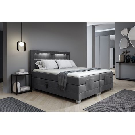 Boxspringbett Elektrisch Bett DAVIDE 120x200cm in Stoff Fresh Dunkelgrau (1/2)