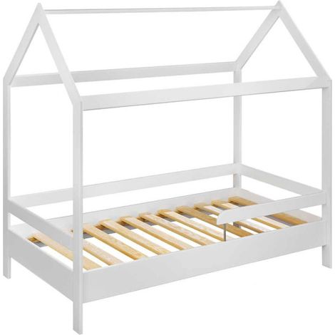 Lit Cabane Enfant "Tymmi House" 80x160cm Blanc Mat (1/5)
