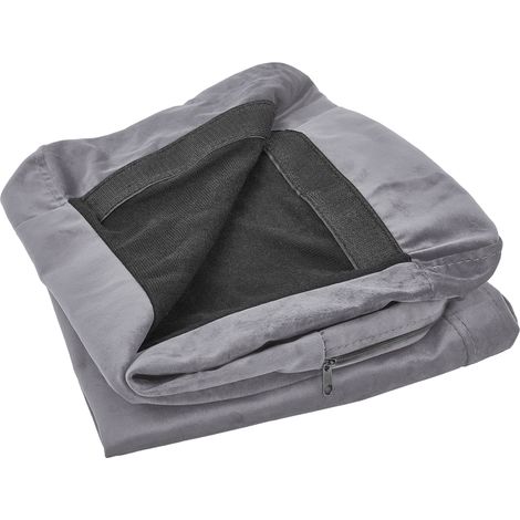 Funda de sofá 2 plazas de terciopelo gris con cierre extraíble Bernes