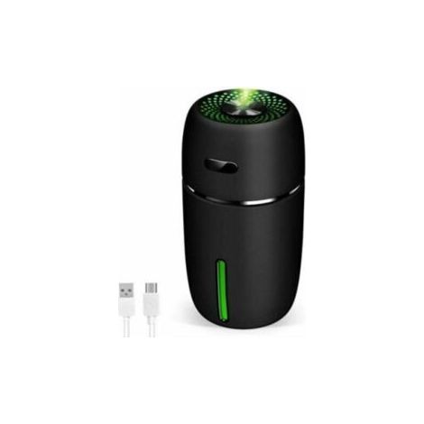 1 humidificateur pour enfants avec deux modes de pulvérisation, silencieux, avec lumières LED 7 couleurs, humidificateur USB portable pour la maison, 200 ml (noir) (1/4)