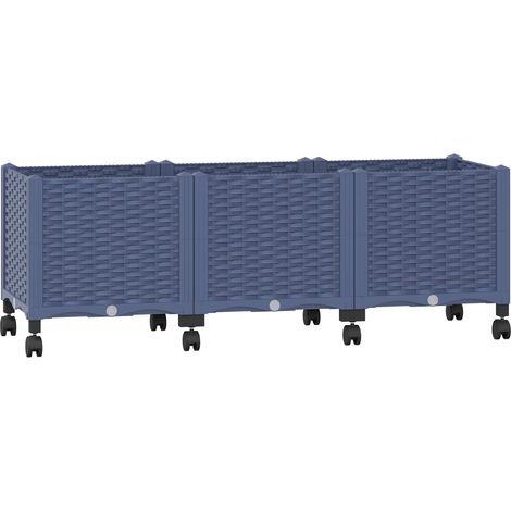 Vaso da Giardino con Ruote Blu Grigio 120 x 40 x 48 cm PP vidaXL (1/5)