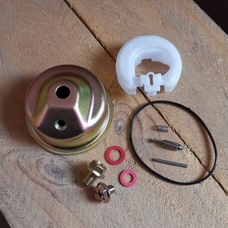 Kit de cuve de carburateur GX120 GX160 GX200 GX140 : Kit de réparation de carburateur, comprenant un joint de chambre à flotteur et un bouchon de vidange, pour réparer les fuites du carburateur. (1/2)