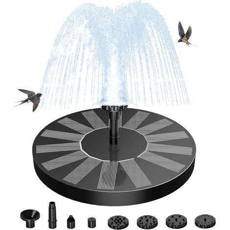Pompe de Fontaine Solaire, Fontaine Flottante Ronde de 16 cm avec 4 Buses, Fontaine à Eau Solaire pour Bassin, Jardin, Piscine, Décoration Extérieure (1/5)