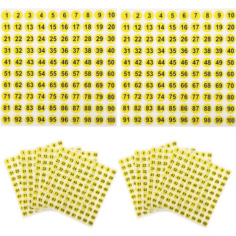 Yellow Self Adhesive Round Number Stickers 10mm Waterproof (1/5)
