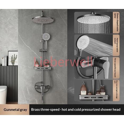 Système de douche intelligent pour salle de bain, ensemble de piano, colonne de douche haute pression sans mélangeur, Thermostat Ado, pomme de douche, robinet d'interrenovation (1/5)
