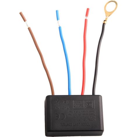 Module Gradateur Tactile 4 Fils - 230 V-240 V 50 Hz - 3 Niveaux Luminosité - Pour Ampoule Incandescente Halogène LED - 15 W à 80 W