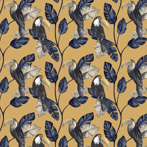 Holden Decor Premium Tiki Ochre Wallpaper Bird Jungle Paste The Wall Botanical (1/4)