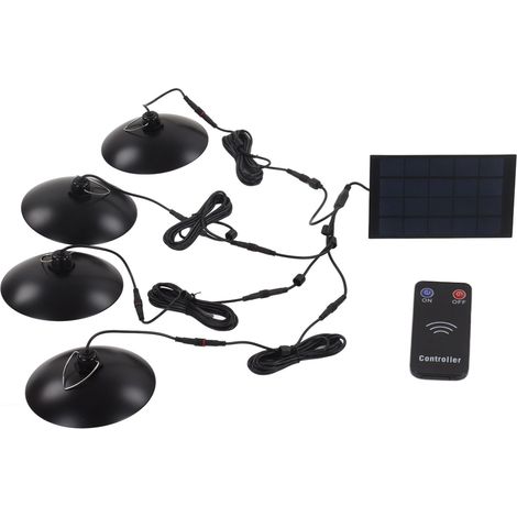 Lampe solaire LED haute luminosité IP65 étanche avec télécommande infrarouge, plafonnier solaire pour cour extérieure (1/5)
