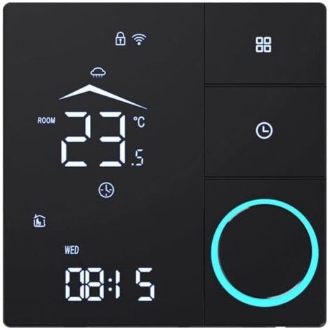 Contrôleur de température WiFi intelligent avec écran LCD pour systèmes électriques de chauffage au sol et à eau ou chaudière, thermostat écoénergétique avec verrouillage enfant, (3A-noir) (1/3)