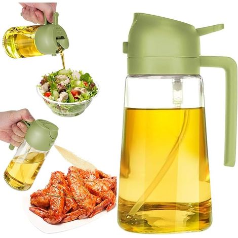 Botella rociadora de aceite 2 en 1 de 500 ml para aceite de cocina, vertedor y rociador de aceite, rociador de aceite de oliva, dispensador rociador de vinagre, para cocinar, hornear, asar y ensaladas (1/5)