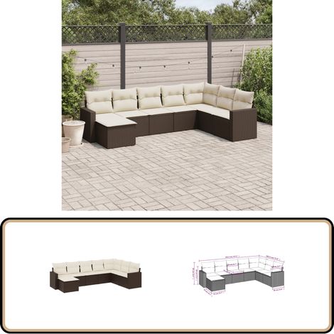8-tlg. Garten-Sofagarnitur mit Kissen Braun Poly Rattan - Gartensofas - Gartenmöbelset - PE-Rattan Möbel - Outdoor Sofa - Lounge Set