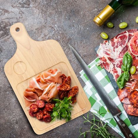 Planche à découper rectangulaire rainurée pour pizza, pain et fromage, plateau avec poignée, ustensile de cuisine. (1/5)