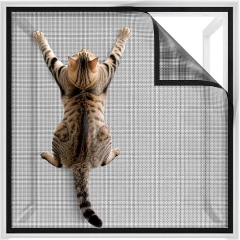 Moustiquaire renforcée pour fenêtre - Auto-adhésive, 100 x 150 cm, noire - Protection contre les chats et les insectes, sans perçage.