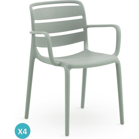 Ensemble de 4 fauteuils en PP couleur pistache (1/5)