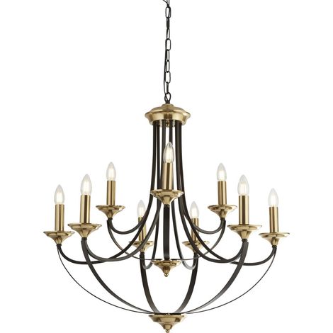 Searchlight Belfry - Luminaire suspendu à 9 bras, bronze foncé, brun, E14 (1/5)