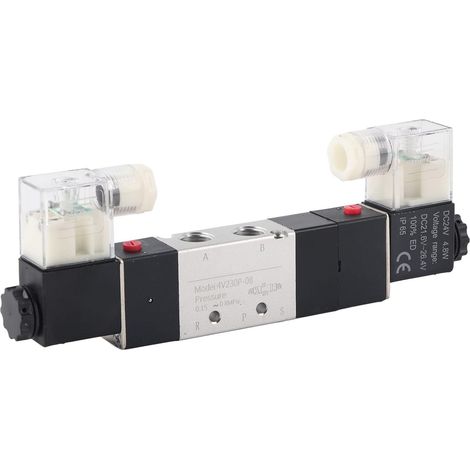 24V DC 5/3-Wege-Pneumatik-Magnetventil, 0,15 bis 0,8 MPa Hochdruck, 1/4" BSP-Gewinde, zur Steuerung von doppeltwirkenden Zylindern (1/5)