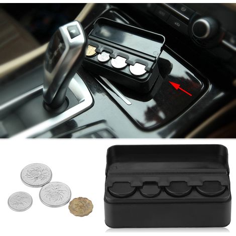 Porte-monnaie universel boîte de rangement plastique pour pièces de monnaie, organiseur de caisse vide-poche voiture intérieur, conteneur noir (1/5)