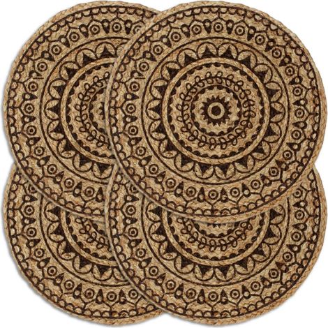 Tischsets 4 Stk. Dunkelbraun 38 cm Rund Jute (1/4)
