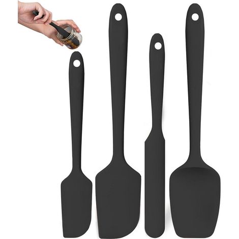 4er Set Silikon Spatel, Hitzebeständig, Antihaft, BPA-frei, Küchenhelfer zum Backen & Kochen