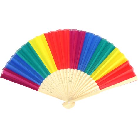 Lot de 6 éventails pliables arc-en-ciel de 21 cm, style rétro, avec cadre en bambou, pour la décoration. (1/5)