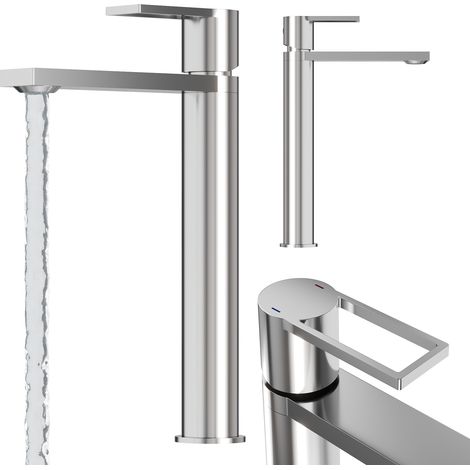 ROBINET DE LAVABO ARGENTÉ HAUTE SALLE DE BAIN LAITON ROBINET CHROMÉ ARMA (1/5)