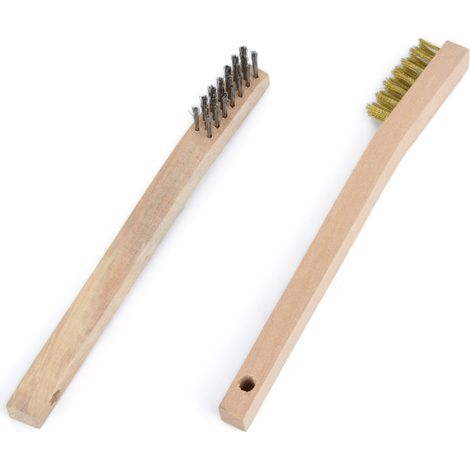 Spazzola a Mano in filo di Acciaio. Manico in Legno SMP-D 195mm 3x7 Rosver 12pz