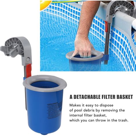 Écrémage de Surface pour Piscines Hors-Sol Bleu Automatique, Ecumoire Flottant Monté sur Mur (1/5)