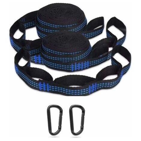 Sangles de Hamac pour Hamac, Fauteuil Suspendu, Balançoire, Fixation Hamac de Camping, Randonnée, Extérieur avec 2 Cordes Hamac + 2 Mousquetons à Crochets,
