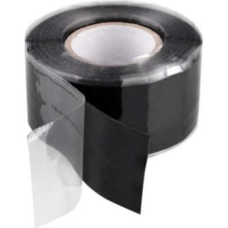 2.5x 3m de Ruban en silicone auto-fusionnant (auto amalgamant), ruban isolant et bande d'étanchéité (eau, air), 25 mm de large, noir（3pcs） (1/5)