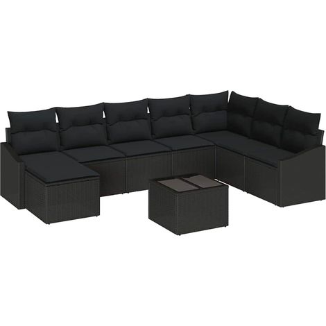 Maison Exclusive - Gartensofa-set mit Kissen 8 pcs Schwarz Poly-R