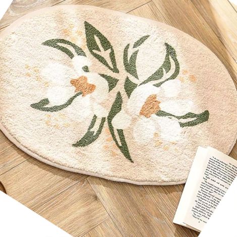 Umweltfreundliche, weiche und saugfähige Badematte mit Blumenmuster für Badezimmer, Schlafzimmer und den Innenbereich, Birnenblüten-Design, 40 x 60 cm