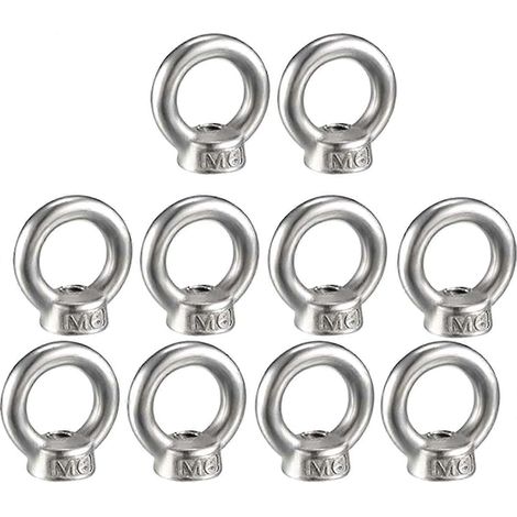 Écrou à œil Ixista M6, anneau de levage en acier inoxydable 304 avec filetage extérieur, boulon à œil, vis à œil, épaulement mécanique, lot de 10 (1/5)