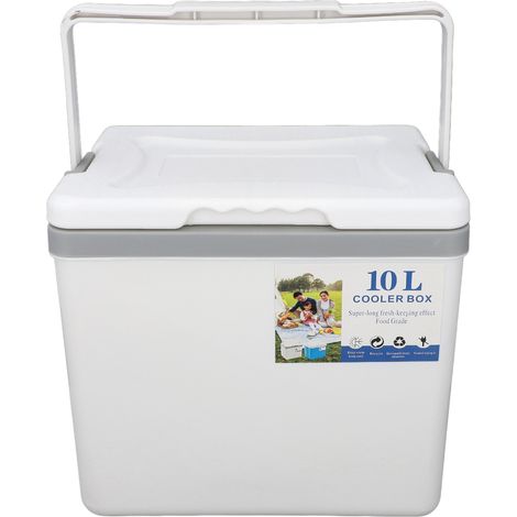 Une glacière 10L spacieuse au design épuré Isolation performante – Poignée – Blanche – Pour camping, commerce (1/4)