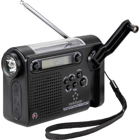 Radio portative Renkforce RF-CR-200 FM, ondes moyennes, ondes courtes (OC) radio d'urgence rechargeable, panneau solair (1/6)