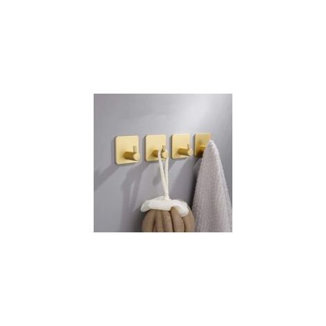 Ganchos adhesivos resistentes Lntyq, ganchos de pared inoxidables, toalleros para cocina/baño/puerta (paquete de 4)