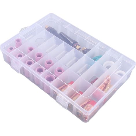 Ensemble de 55 pièces pour soudage TIG : buses céramiques et coupelles en verre résistant à la chaleur, accessoires pour torches WP 17, 18, 26. (1/5)
