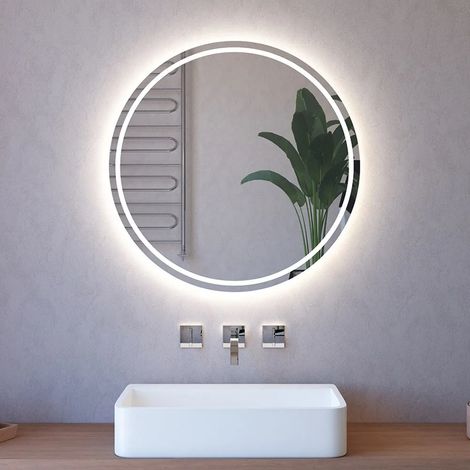 Specchiera LED 75 cm con illuminazione perimetrale interna e telaio nero (1/5)