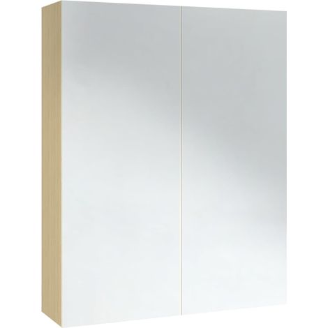 Armoire à miroir de salle de bain 60x15x75 MDF Blanc et chêne (1/5)
