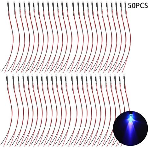 Diode électroluminescente (LED) 12 V avec kit de câblage, tête ronde de 3 mm, perles lumineuses violettes (1/5)