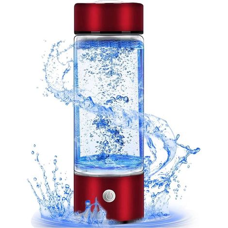 Wasserstoff-Wasserflasche 420 ml tragbarer Wasserstoffionisator USB-wiederaufladbarer Wasserstoffwassergenerator Glas-Gesundheitsbecher für Büro rot (1/5)