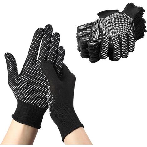 12 pares de guantes de trabajo antideslizantes, de punto, elásticos y con forro interior fino e impermeable (1/5)