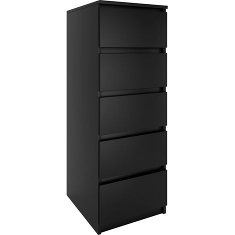 Hucoco – Commode contemporaine haute 45x40x111 cm – 5 tiroirs coulissants – Structure mélaminée résistante aux rayures et à l'humidité (1/5)