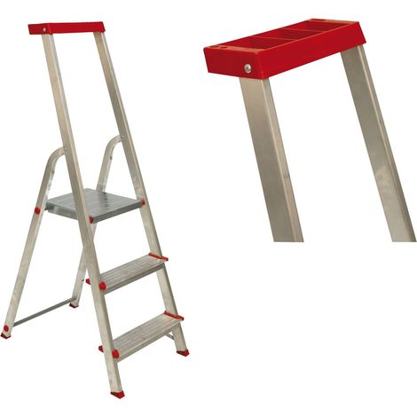 Scale domestica in alluminio con vano superiore - Alu Step Up 131 da 3 a 8 Gradini - 3 Gradini (1/5)