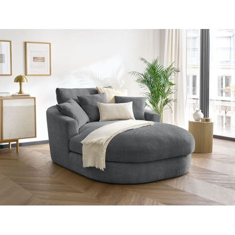 BOBOCHIC - Méridienne BELEM tissu texturé Gris foncé (1/5)