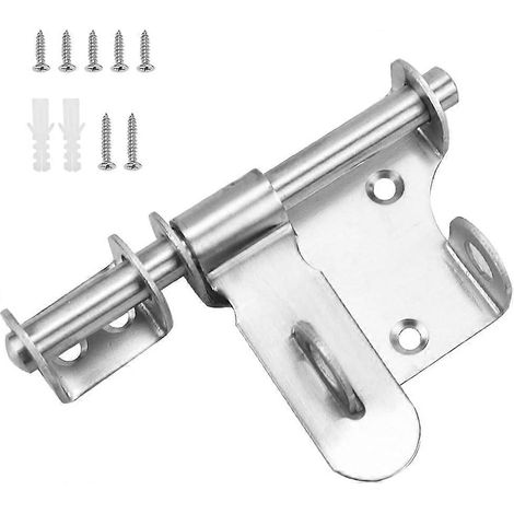 Verrou de sécurité pour porte coulissante, en acier inoxydable, avec 7 vis et trou pour cadenas.