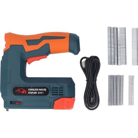 Cloueuse sans fil, 2 en 1 Pistolet à Clous/Agrafeuse électrique, 5V avec Câble Usb, agrafes et clous pour les projets de Tapisserie d'ameublement,Travail du bois (1/5)