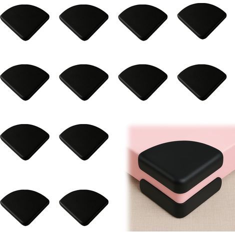 Set mit 12 Silikon-Schutzfolien – selbstklebend – Kanten- und Tischschutz – für verschiedene Anwendungen – Stoßschutz für wertvolle Gegenstände (Schwarz) (1/5)