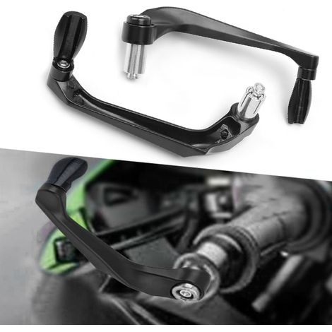 Paire de leviers de frein et d'embrayage de moto avec protection noire pour guidon de 2,3 cm (0,9 pouce). (1/5)