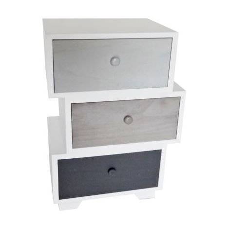Cassettiera in Legno con 3 Cassetti Asimmetrici Colorati 40 x 64 Centimetri Cassettiera Camera da Letto Bagno e Corridoi
